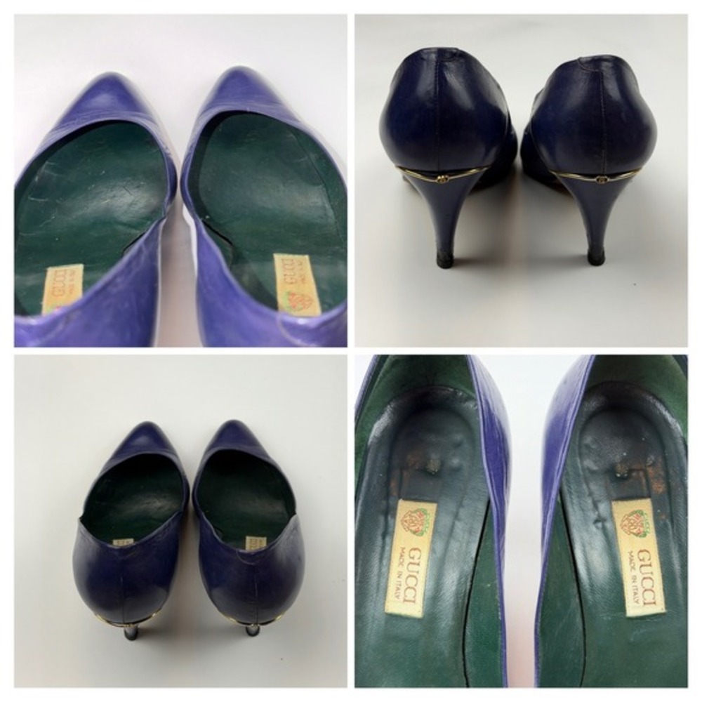 Gucci Viola Purple Leather Pointed Toe Heels Sz 38 Designer Made in Italy w/ Box - Picture 5 of 8